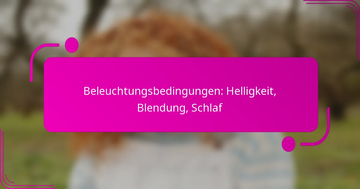 Beleuchtungsbedingungen: Helligkeit, Blendung, Schlaf