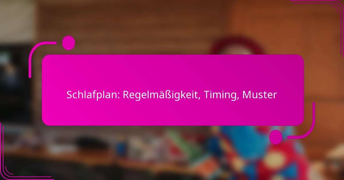 Schlafplan: Regelmäßigkeit, Timing, Muster