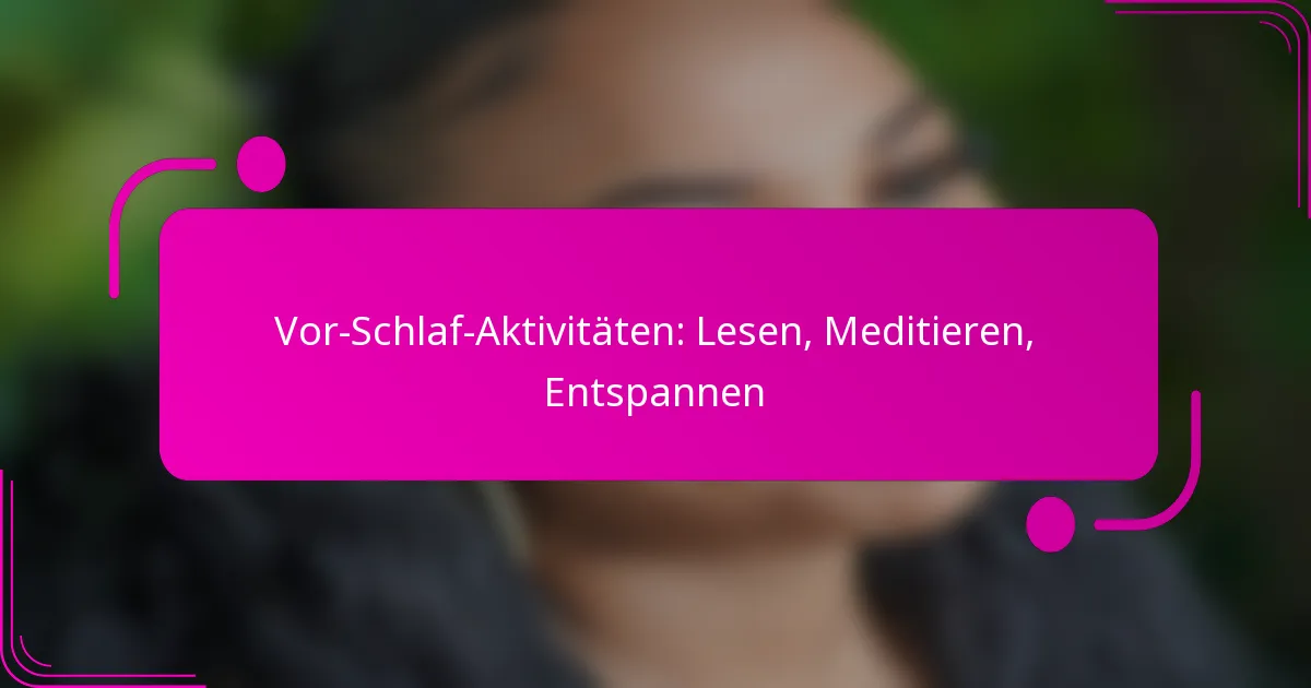Vor-Schlaf-Aktivitäten: Lesen, Meditieren, Entspannen